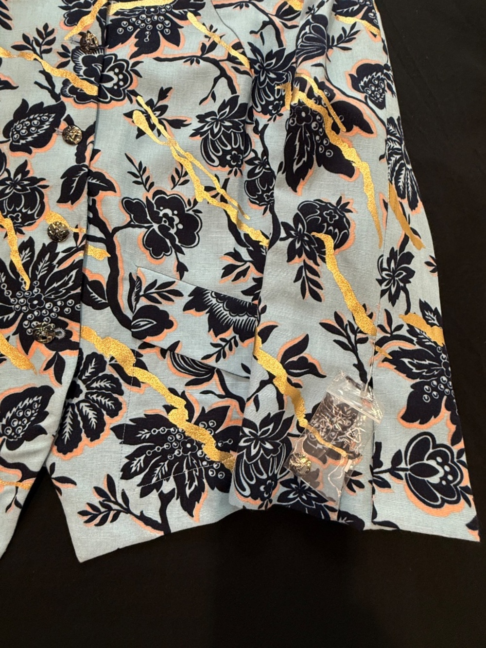 Vintage Bazar by Christian Lacroix blue floral blazer jacket, made France, EU 42 - Picture 5 of 14